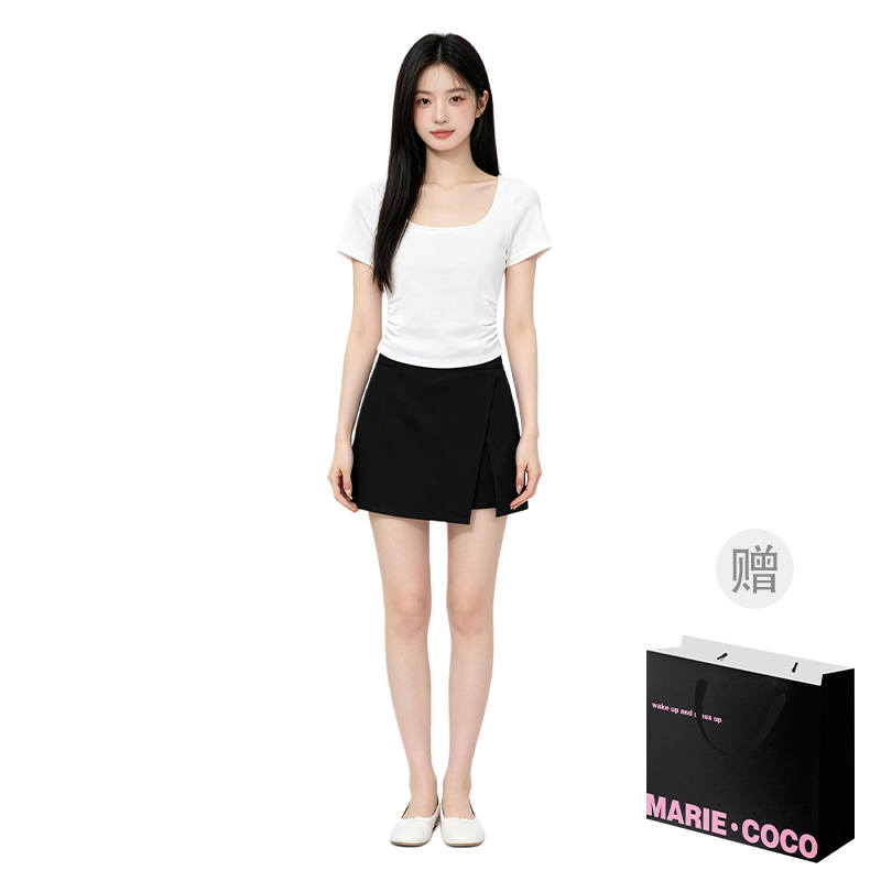 MARIE·COCO Two Piece Skirt Sets Women's Square Collar Moderate Short Skirt