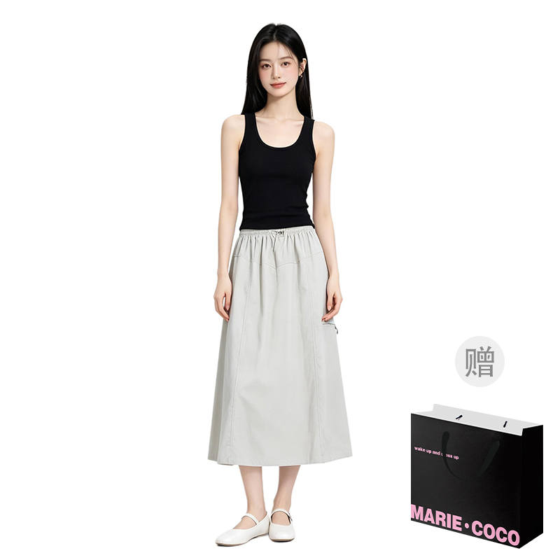 MARIE·COCO Two Piece Skirt Sets Women's U Neck Moderate Long Skirt