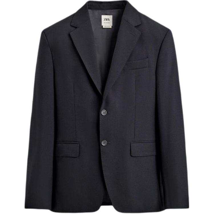 ZARA Business Suits Men's Navy Blue Lapel Moderate