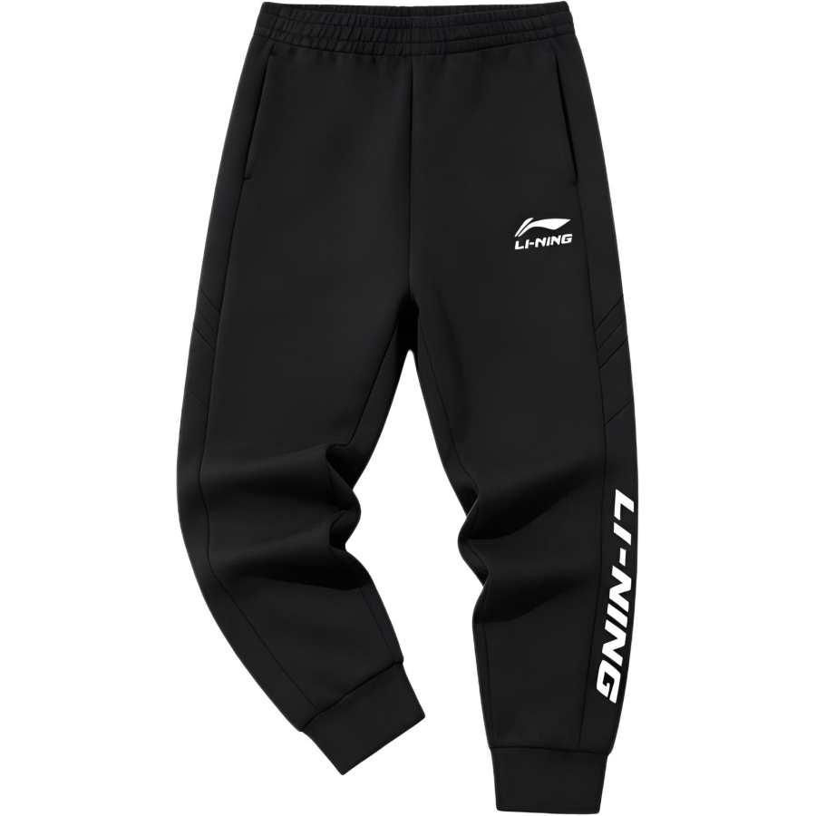Li-Ning Li Ning Knitted Sweatpants Men's Black Air Layer Thin Cuffed Pants