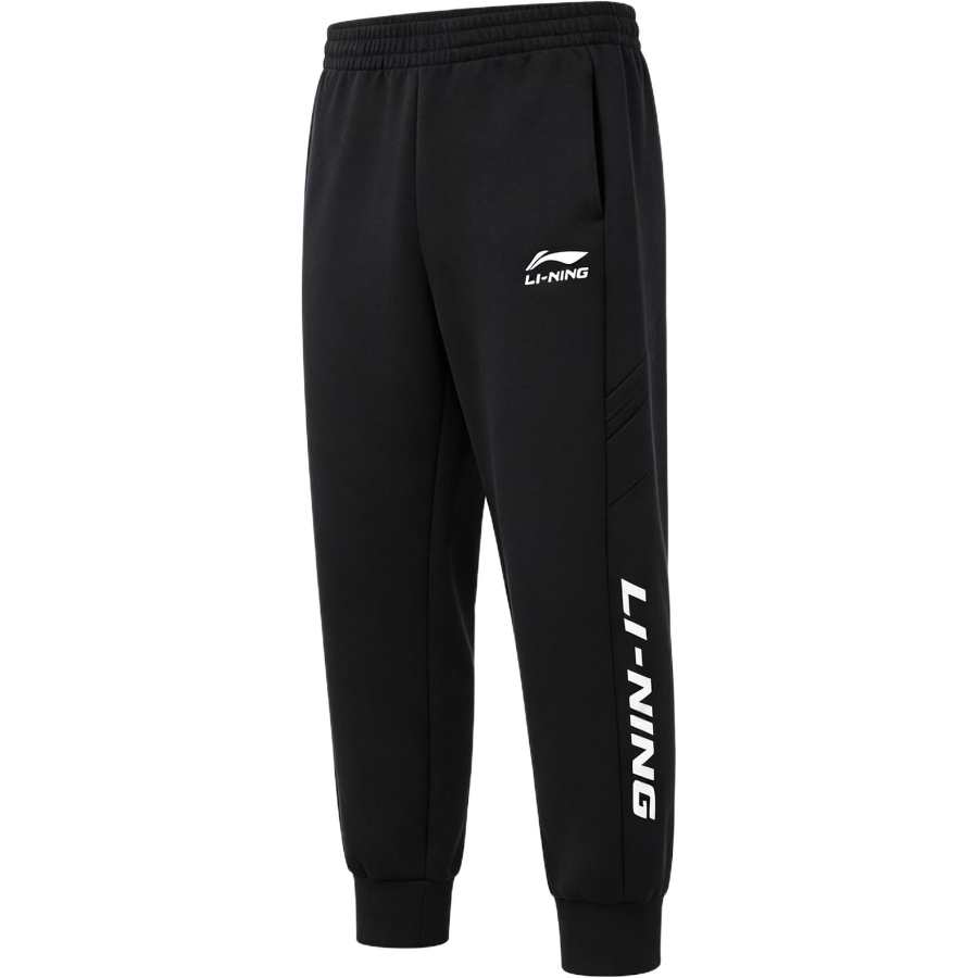 Li-Ning Li Ning Knitted Sweatpants Men's Black Cotton Included Moderate Cuffed Pants