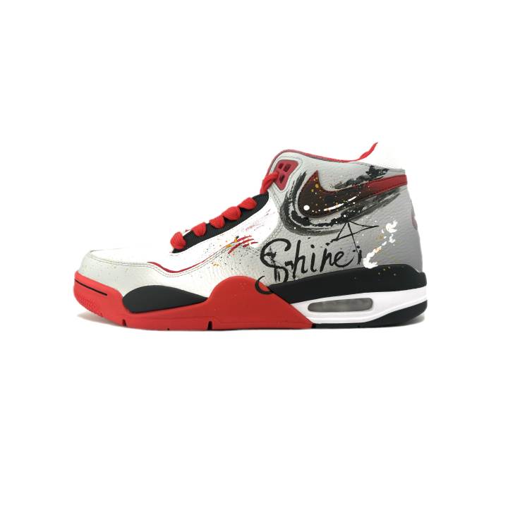 Nike Nike Basketball Shoes Unisex Mid Top White Gray Red Black Color Block Ink Splash
