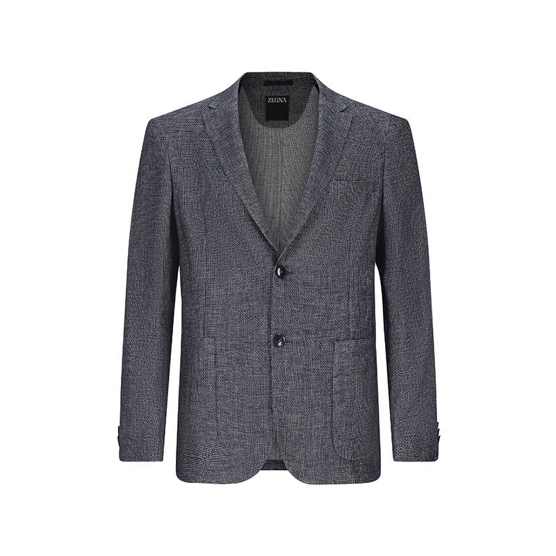 Ermenegildo Zegna Business Suits Men's Blue Notch Lapel Moderate