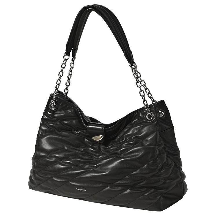 Songmont Cow Leather Shoulder Bag Small Size Large Size Women's Dense Sand Black