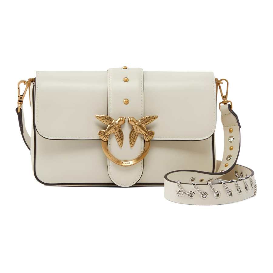 PINKO Love Bag Cow Leather Shoulder Bag Mini Women's Beige