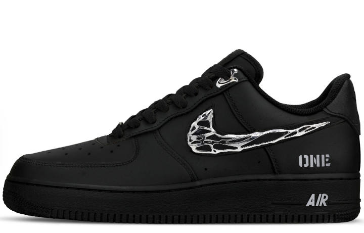 Nike Nike Air Force 1 Skateboard Shoes Unisex Low Top Black Silver