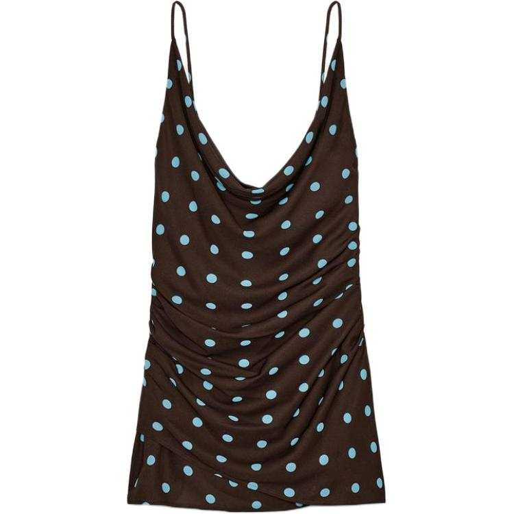 ZARA Slip Dresses Women's Brown Blue Moderate Short Skirt