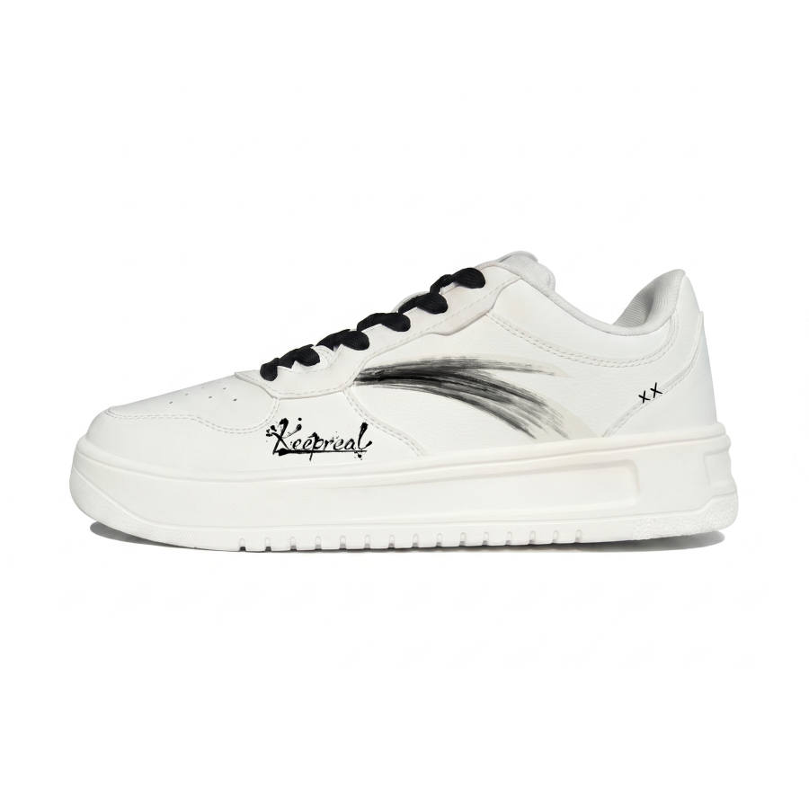 ANTA Easy Skateboard Shoes Men's Low Top Black/White