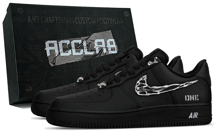 Nike Nike Air Force 1 Skateboard Shoes Unisex Low Top Black Silver
