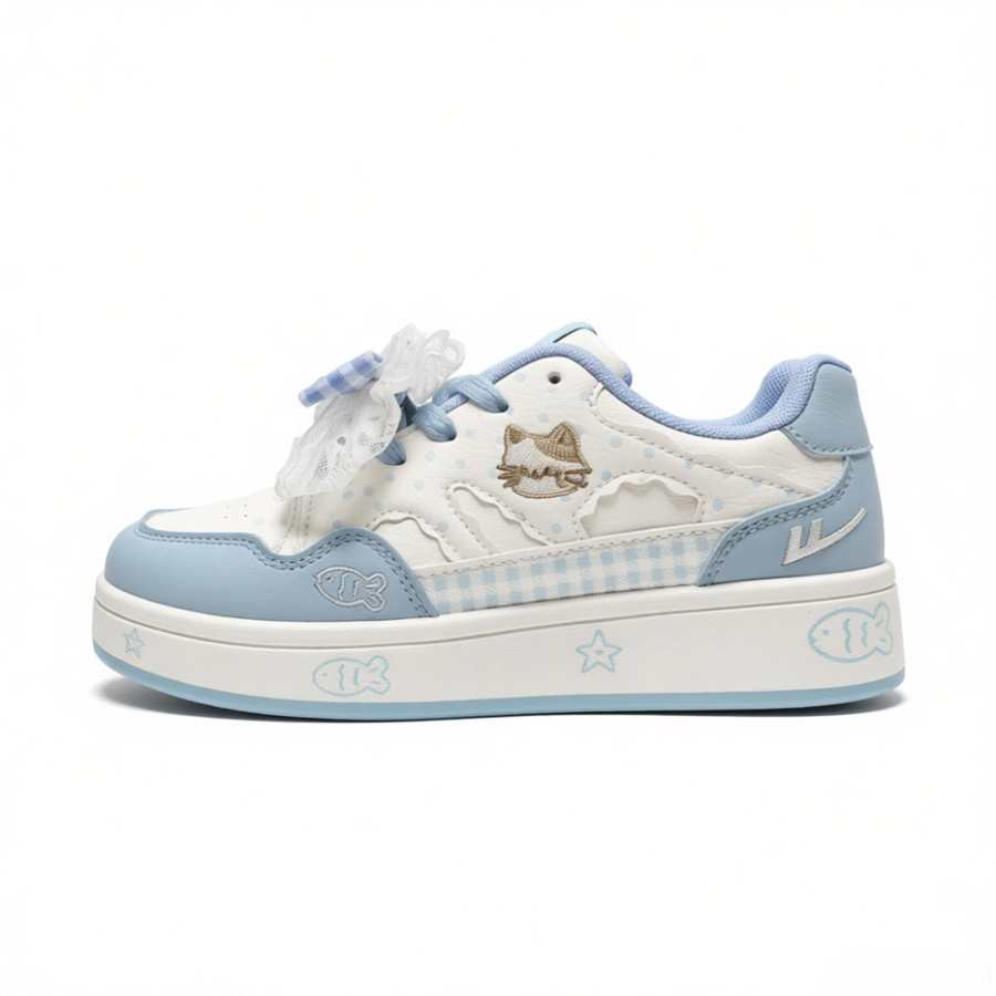 WARRIOR Skateboard Shoes Women's Low Top White Blue