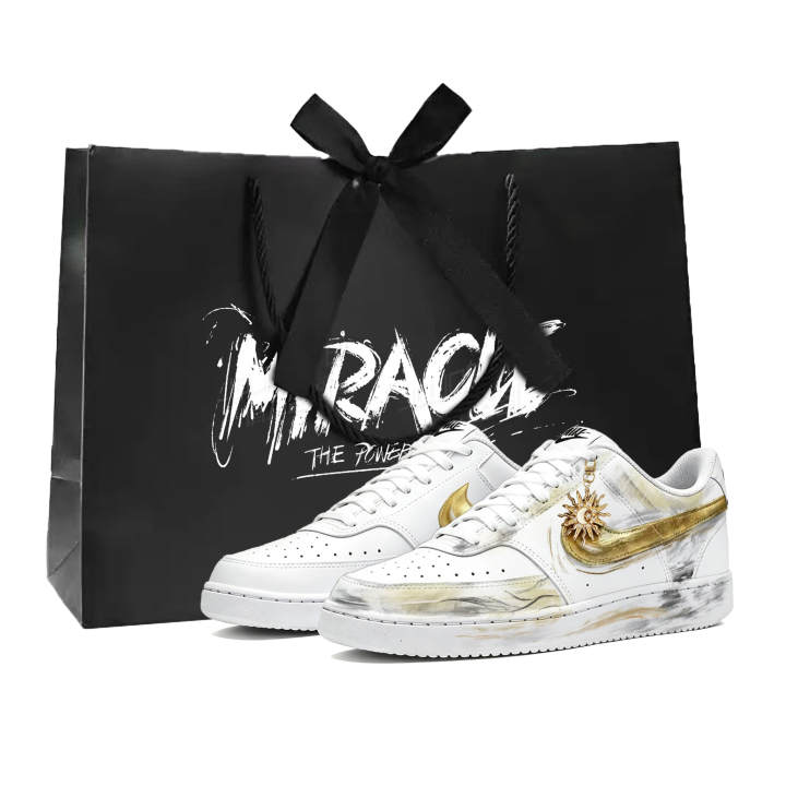 Nike Nike Court Vision 1 Skateboard Shoes Unisex Low Top White Gold Gradient Colorway