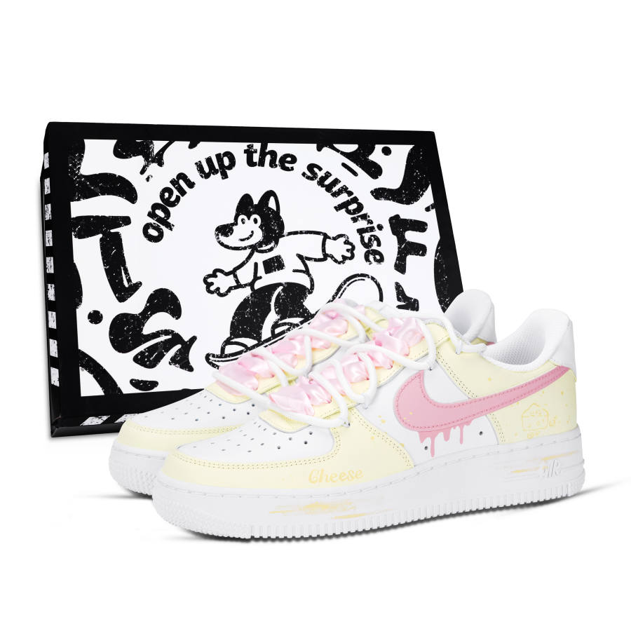 Nike Nike Air Force 1 Skateboard Shoes Women's Low Top White/Yellow/Pink