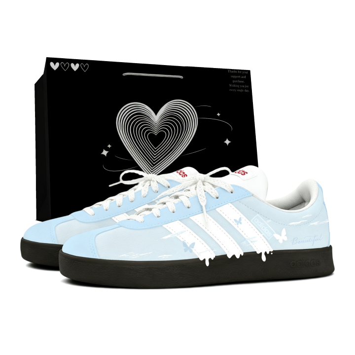 Adidas Adidas VL COURT 2.0 Skateboard Shoes Unisex Low Top Light Blue