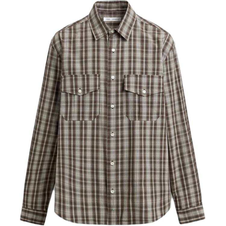 ZARA Shirts Men's Brown Beige Moderate