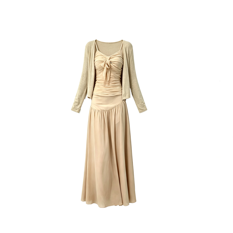 CPAURA Two Piece Skirt Sets Women's Camisole Moderate Long Skirt