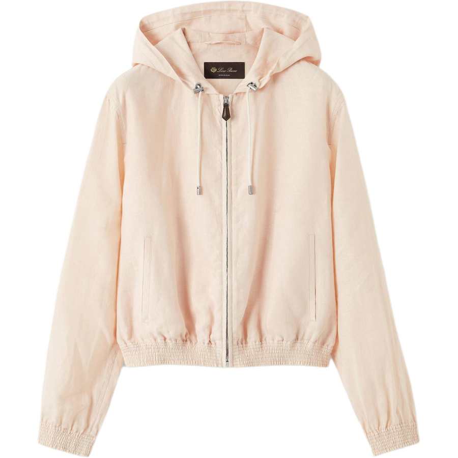 Loro Piana Jackets Women's Light Gardenia Hooded Non Detachable Moderate Straight Fit