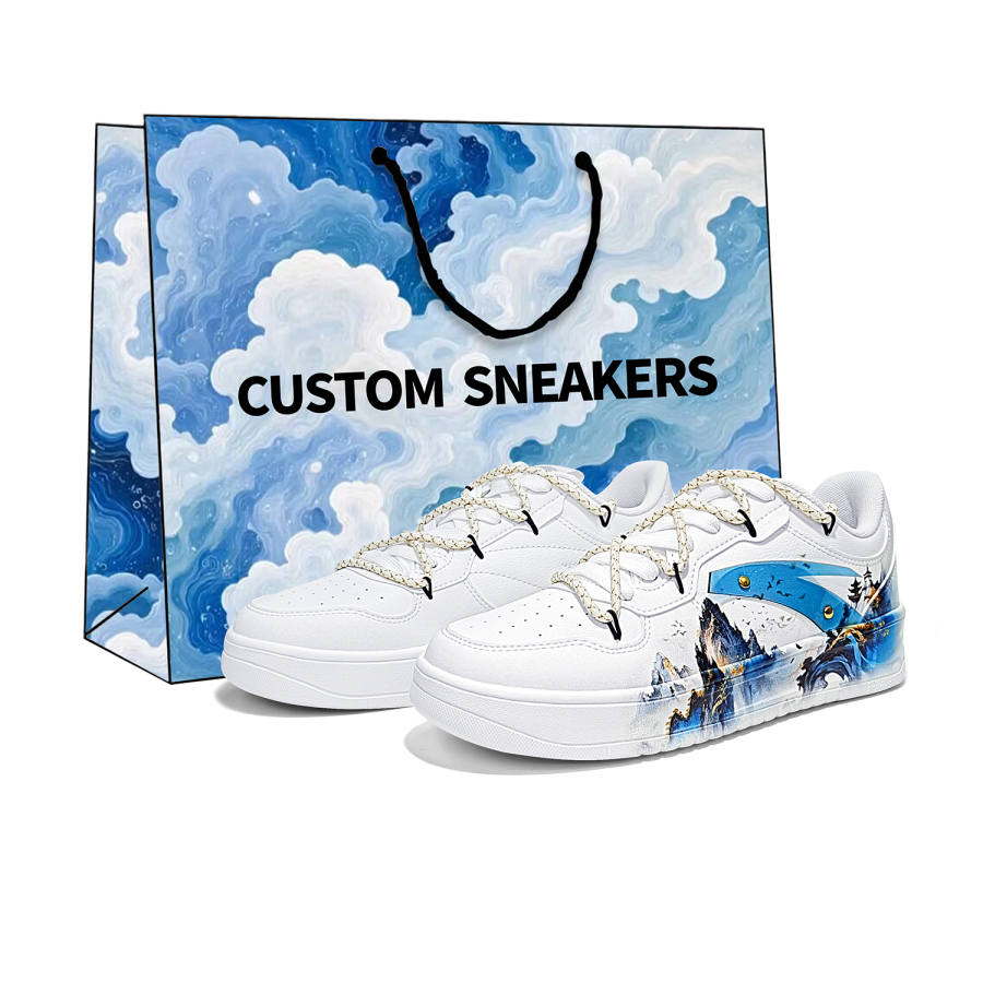 ANTA Skateboard Shoes Unisex Low Top Blue White