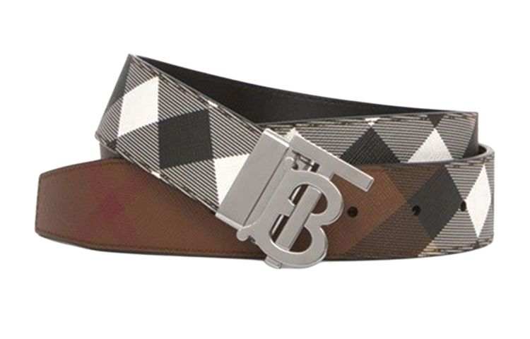 Burberry Burberry Leather Belts Men's Brown/Black Width 3.5cm