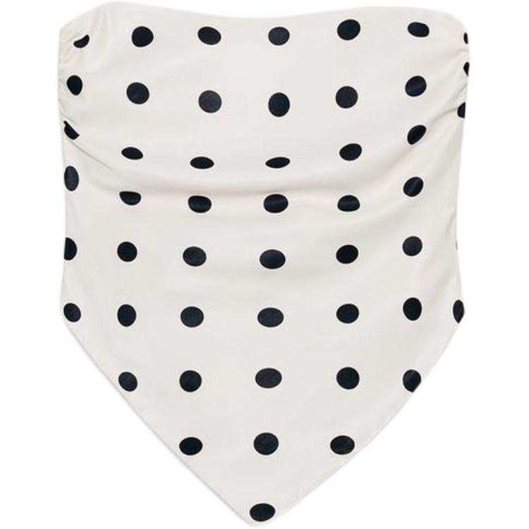 ZARA Strapless Tops Women's White/Black Moderate Other