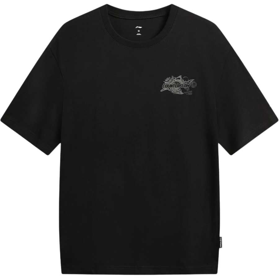 Li-Ning Li Ning Outdoor CF Tracing T Shirts Men's Black Crew Neck Moderate Straight Fit