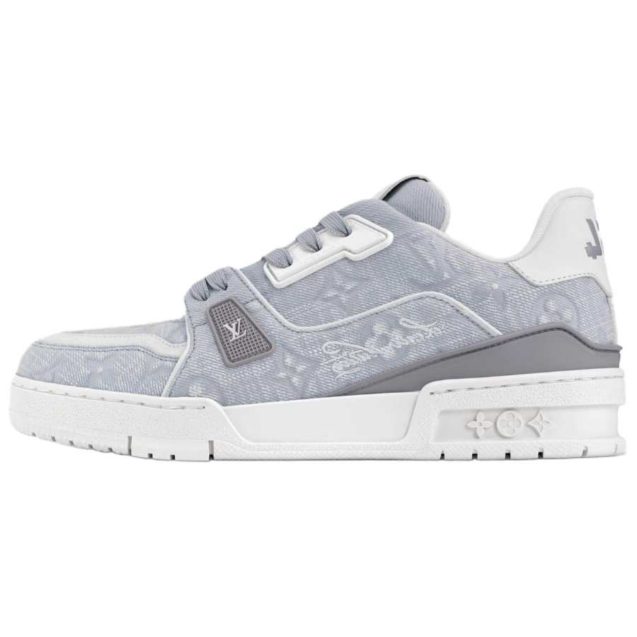 LOUIS VUITTON Trainer Leather Low top Skateboard Shoes Men's Gray