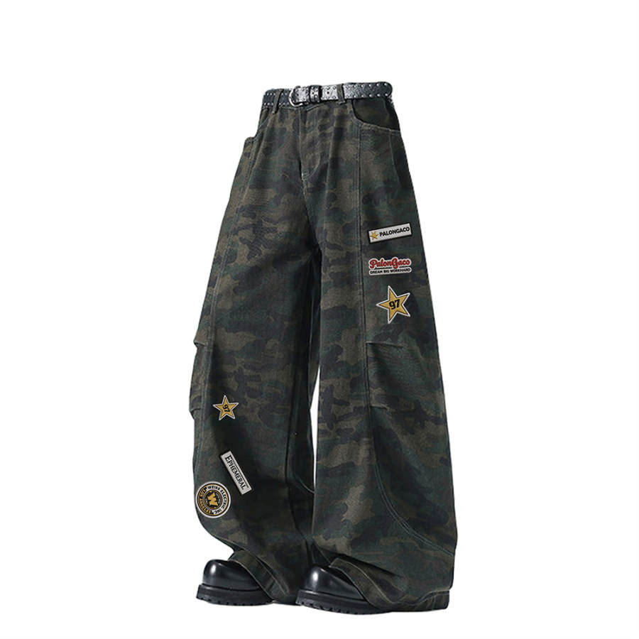 PAL ONGACO Jeans Unisex Camouflage Moderate Straight Fit Pants