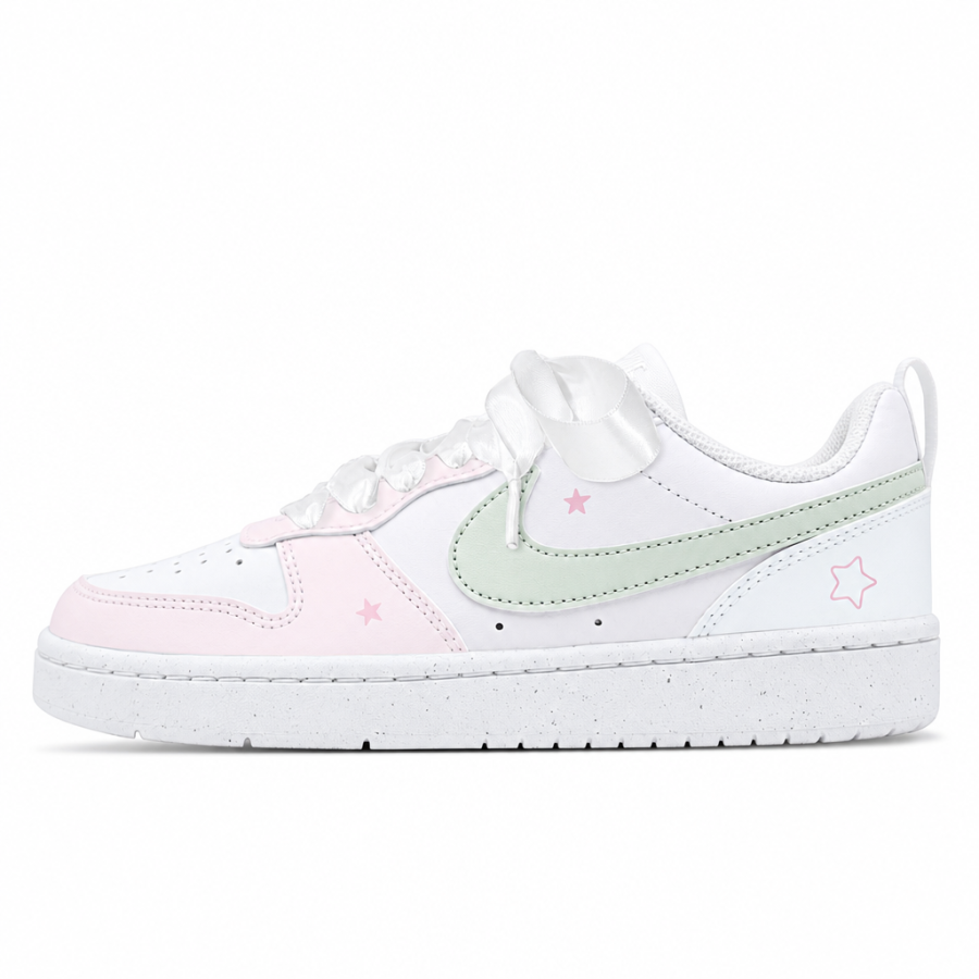 Nike Nike Court Borough Sweet Dream Stars Synthetic Leather Kids' Skateboarding Shoes Pink Green Teenagers
