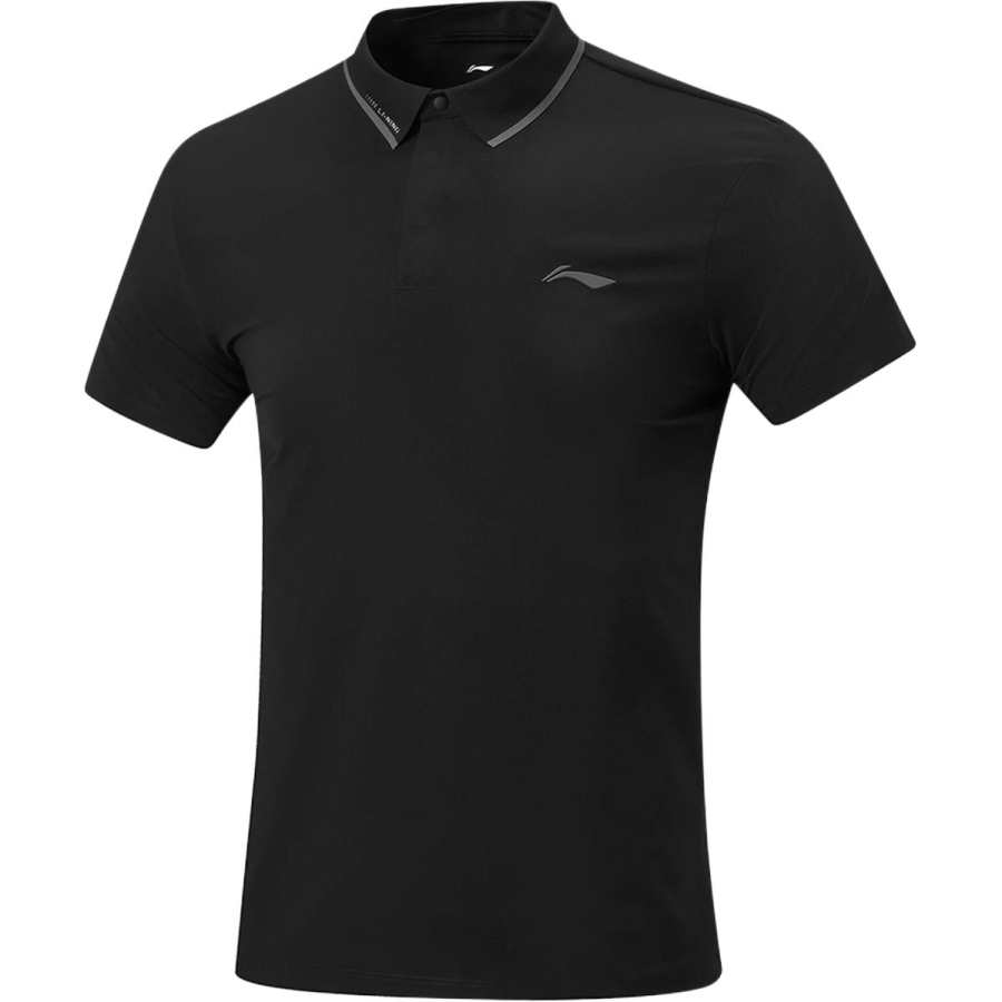 Li-Ning Li Ning Fitness Series Polo Shirts Men's Black Polo Collar Moderate Straight Fit