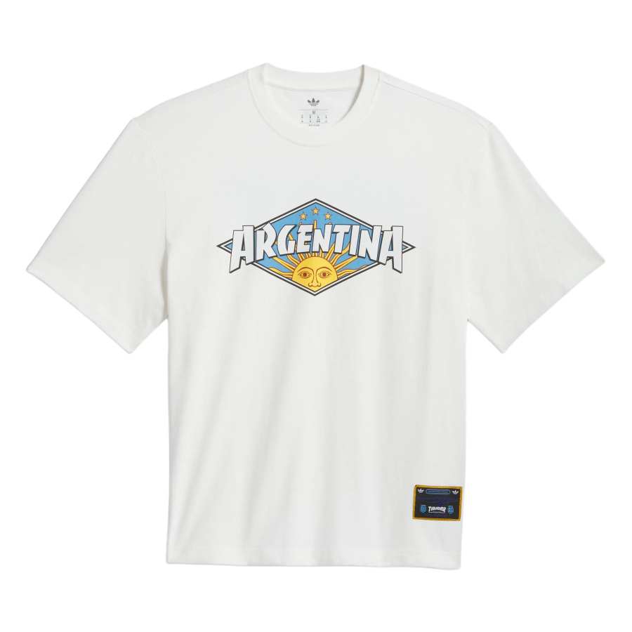 Adidas Originals X Thrasher T Shirts Unisex Bright White Crew Neck Moderate
