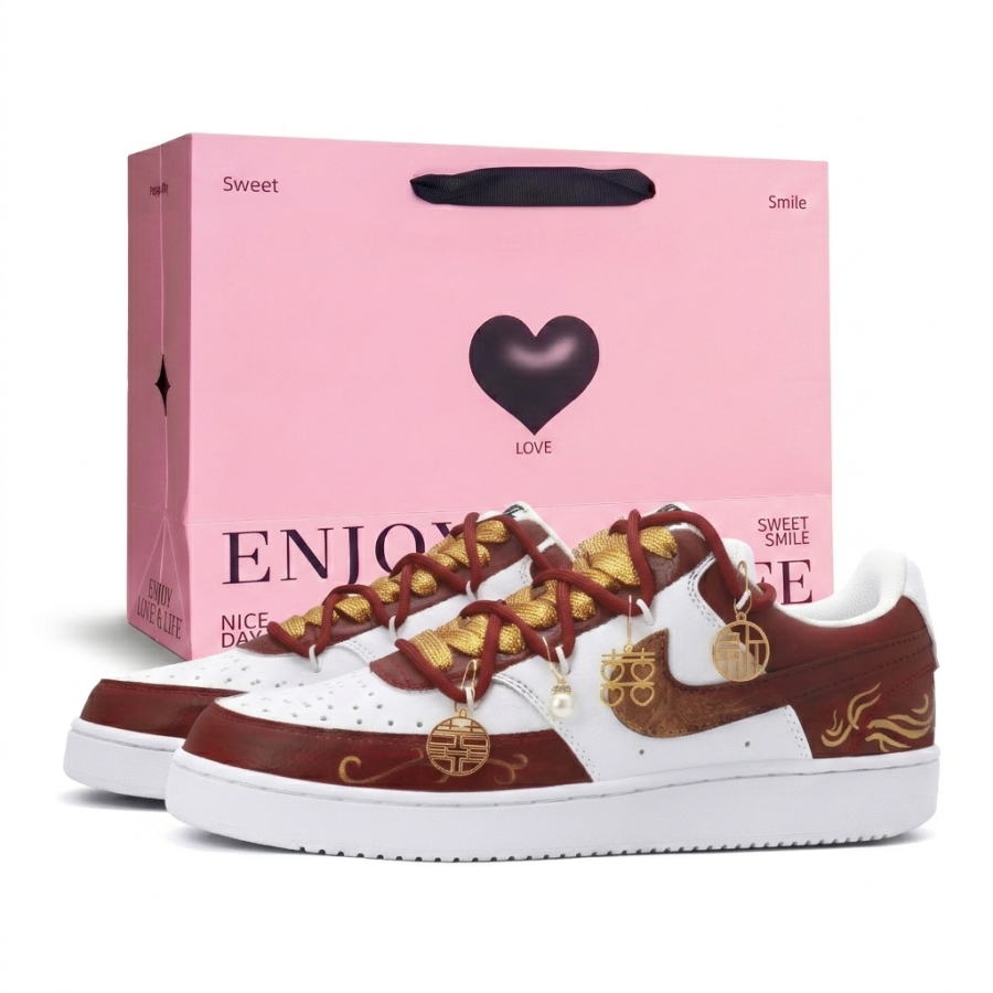 Nike Nike Court Vision 1 Skateboard Shoes Men's Low Top Red/White/Gold