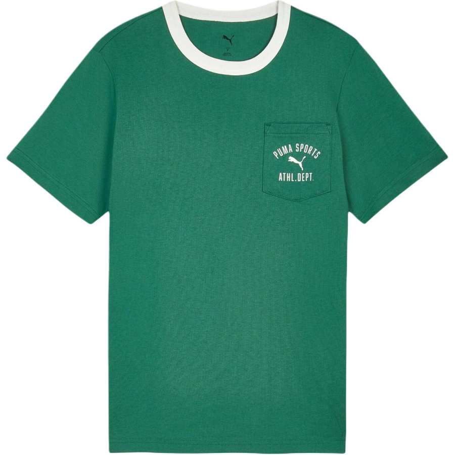 PUMA T Shirts Men's Dark Green Crew Neck Moderate
