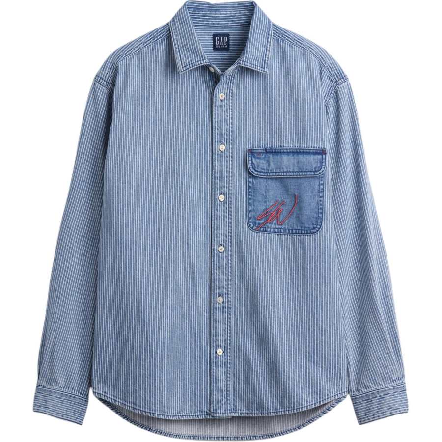 GAP GAP Shirts Men's Blue Stripes Moderate