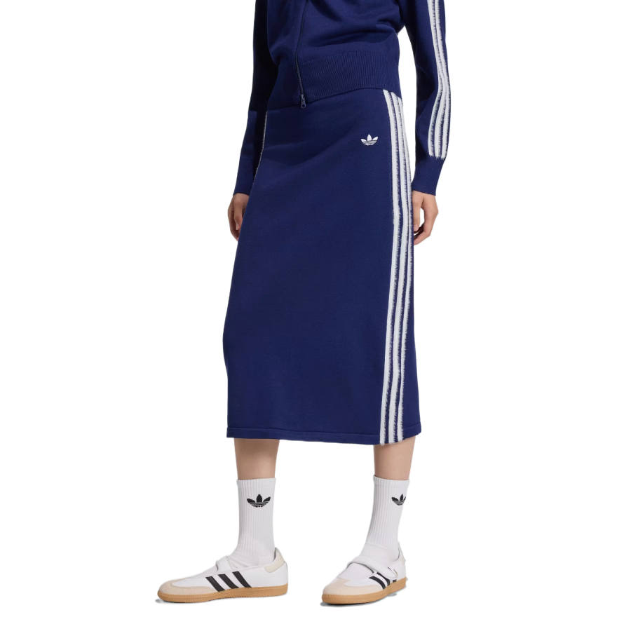 Adidas Originals Trefoil Collection Casual Long Skirts Women's Dark Blue/White Moderate Long Skirt