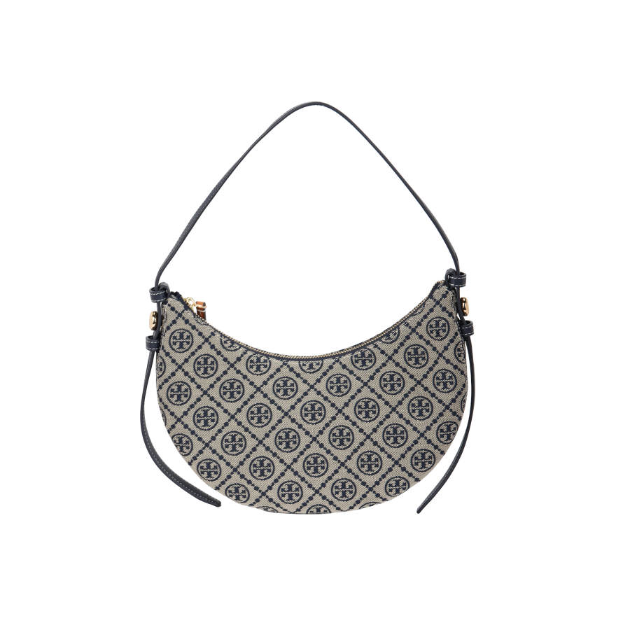 TORY BURCH RomyT Monogram Fabric Crescent Bag Shoulder Bag Small Women's Marine Blue