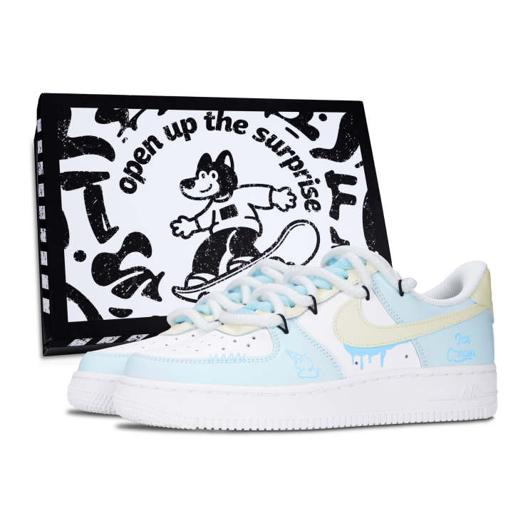 Nike Nike Air Force 1 Skateboard Shoes Women's Low Top White/Blue/Yellow