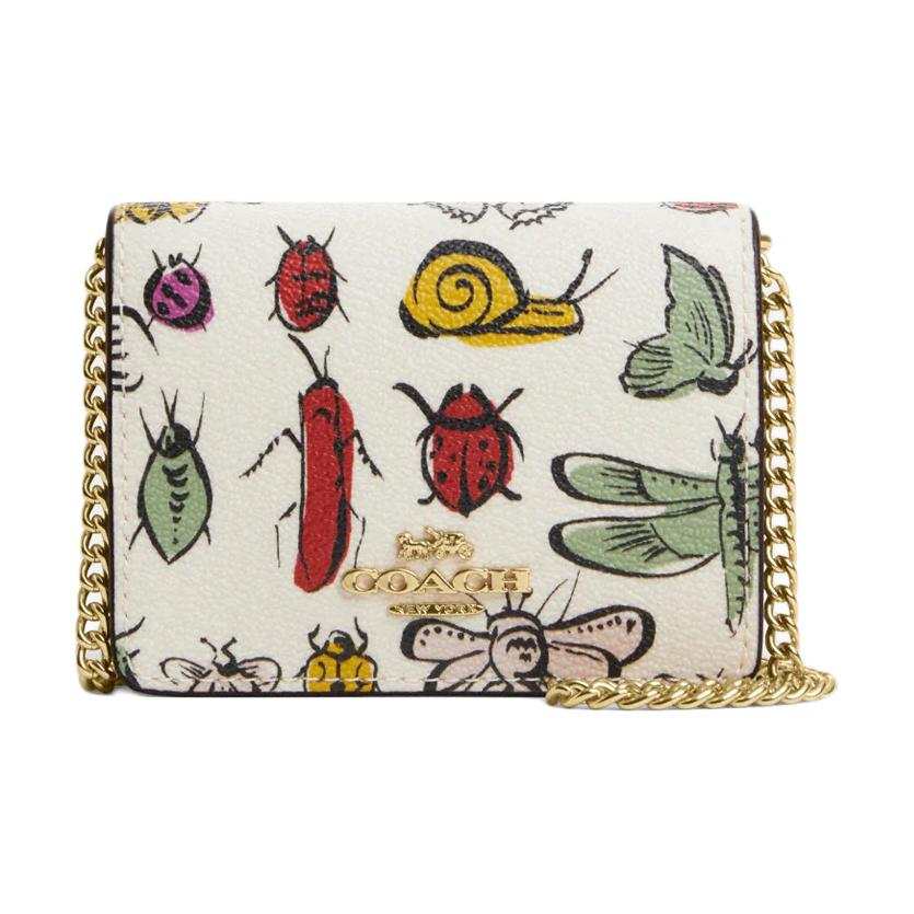 COACH Coated Canvas With Smooth Leather Shoulder Bag, Crossbody Bag, Wallet Women's Gold & Chalk Multicolor
