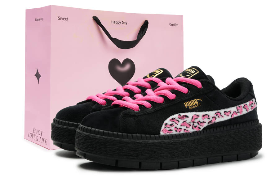 PUMA Platform Trace Skateboard Shoes Women's Low Top Black/Pink
