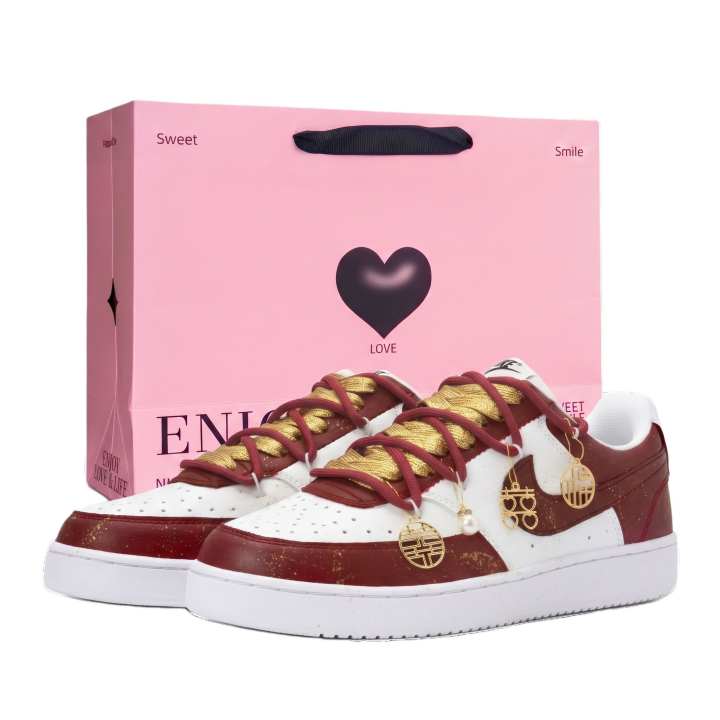 Nike Nike Court Vision 1 Skateboard Shoes Men's Low Top Red/White/Gold