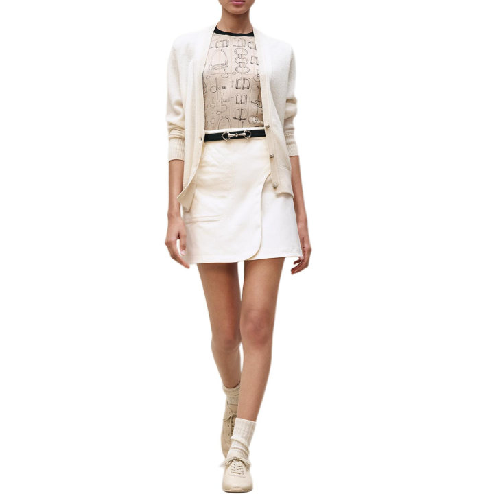 HERMES HERMES Cashmere Sweaters Women's White V Neck Moderate
