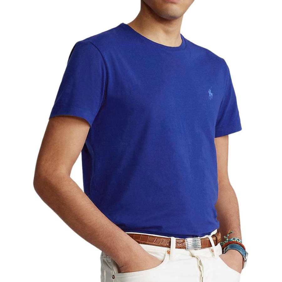 Polo Ralph Lauren T Shirts Men's Blue Crew Neck Moderate Straight Fit