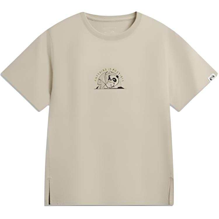 Li-Ning Li Ning Sports Life Collection T Shirts Women's Oxford Brown Crew Neck Moderate Straight Fit