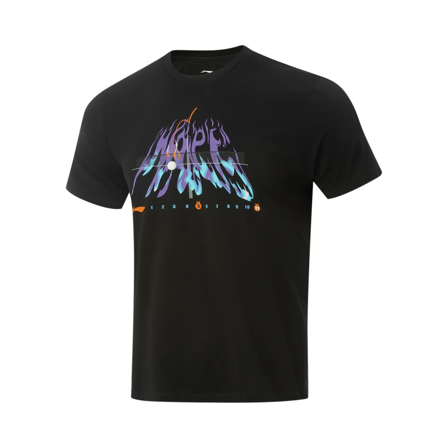 Li-Ning Li Ning Table Tennis Collection T Shirts Unisex Black Crew Neck Moderate Straight Fit