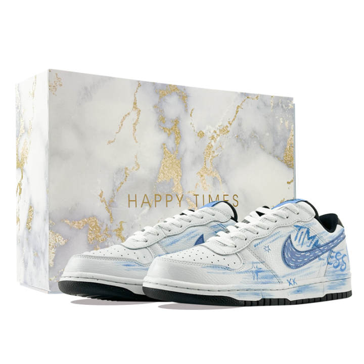 Nike Nike Big Skateboard Shoes Men's Low Top White Blue Black Colorway