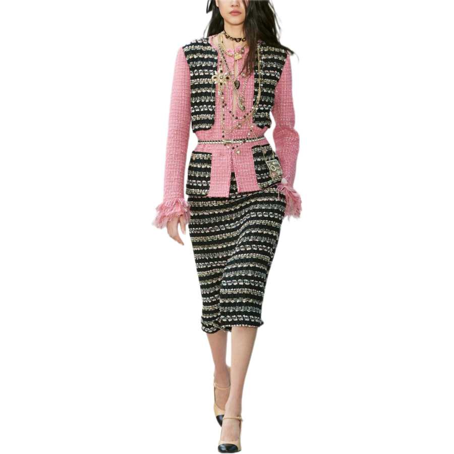 CHANEL FW22 Casual Long Skirt Women's Black