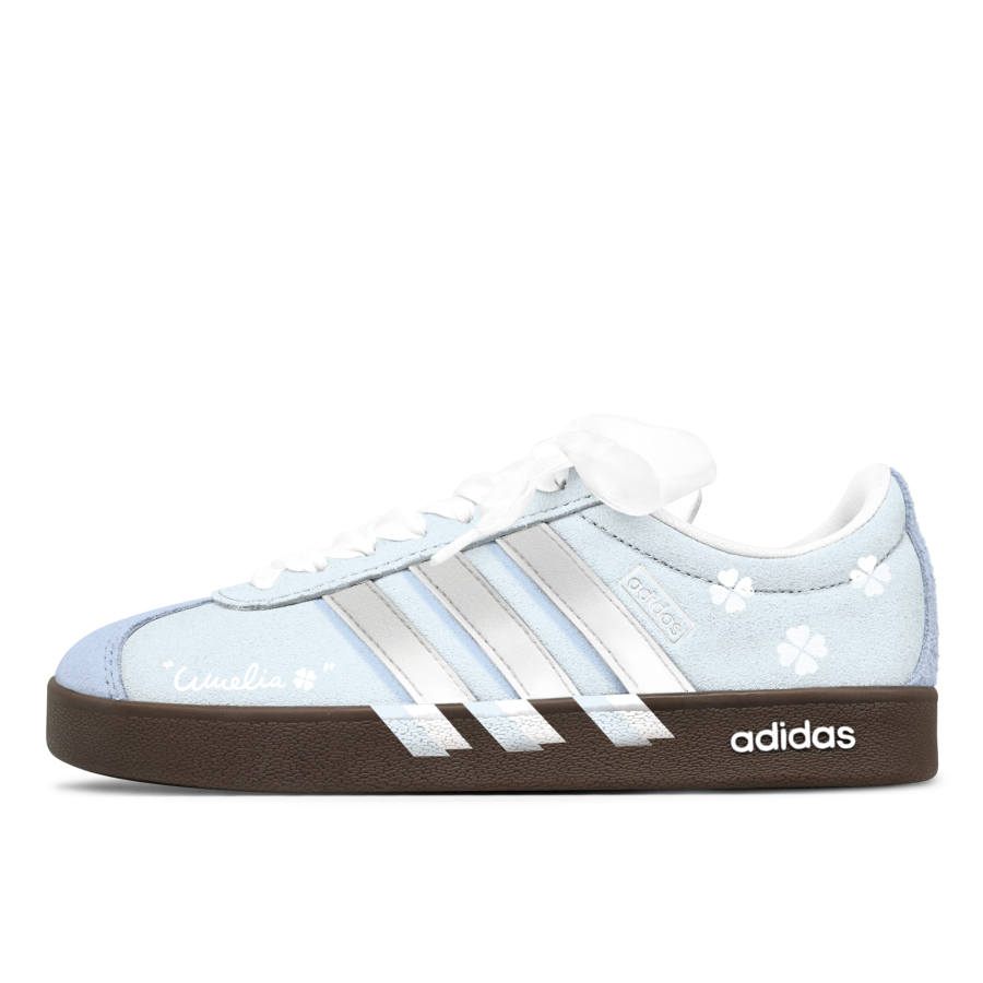 Adidas Adidas VL COURT 2.0 Milk Blue Four Leaf Low top Skateboard Shoes Unisex White Blue