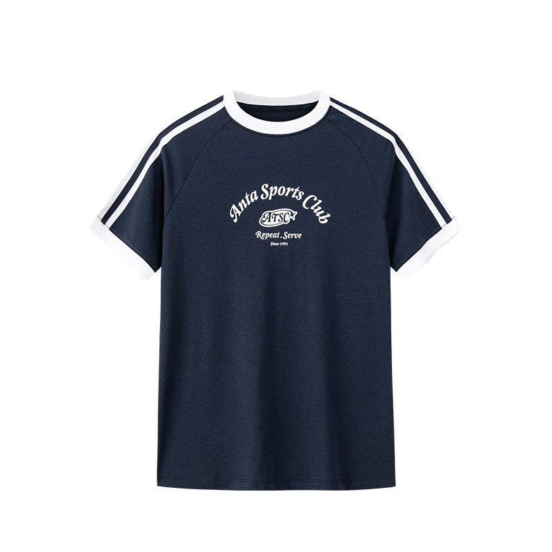 ANTA Life Collection T Shirts Women's Indigo Blue Crew Neck Moderate Straight Fit