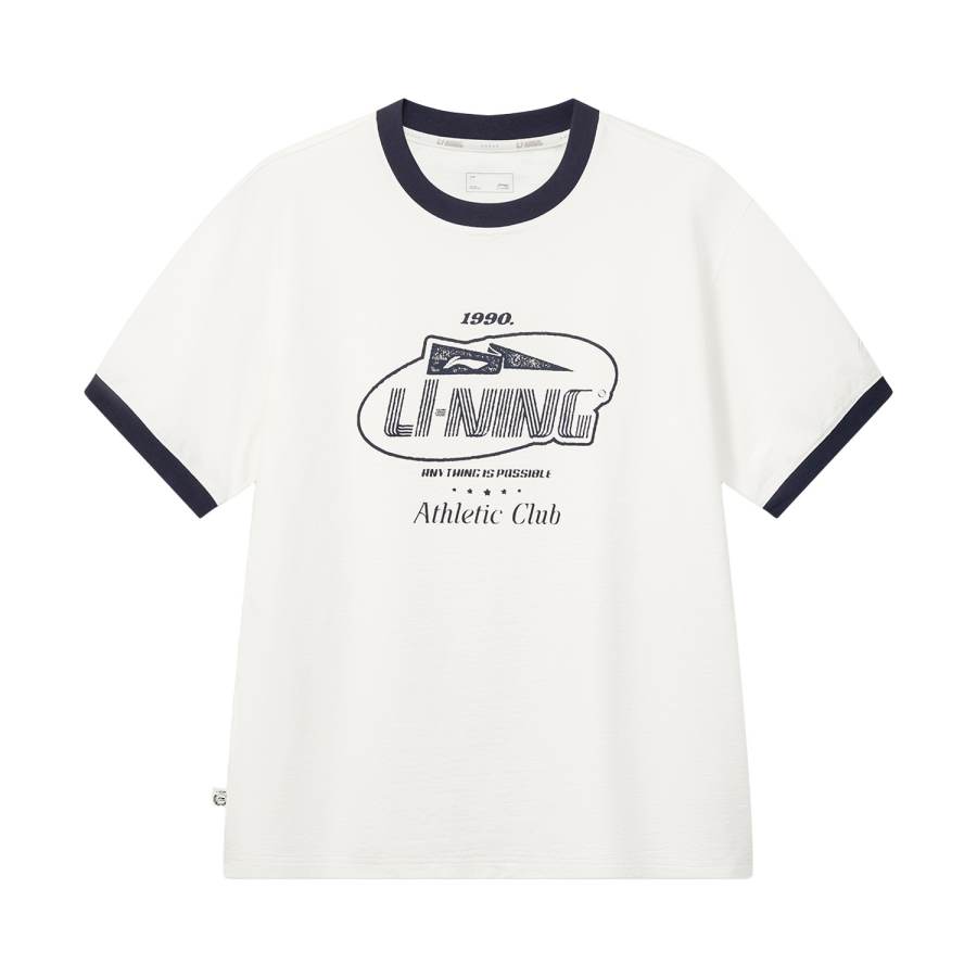 Li-Ning Li Ning Sports Life Collection T Shirts Men's Ivory Crew Neck Moderate
