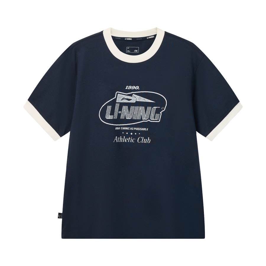 Li-Ning Li Ning Sports Life Collection T Shirts Men's Lighthouse Blue Crew Neck Moderate