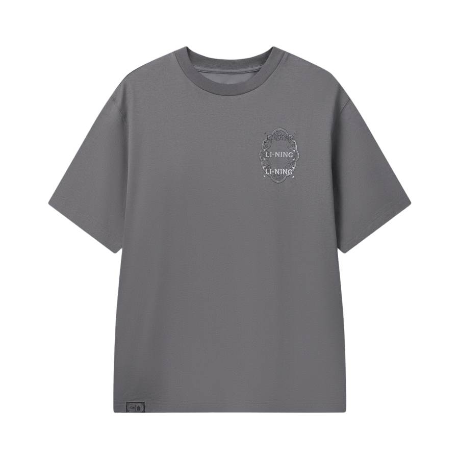 Li-Ning Li Ning Sports Trendy Collection T Shirts Men's Meteorite Gray Crew Neck Moderate