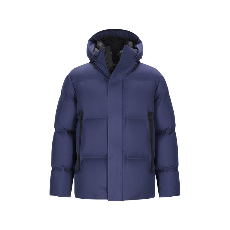 Ermenegildo Zegna Down Jackets Men's Dark Blue Hooded Non Detachable Moderate Straight Fit